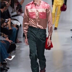 Off the Runway - Calvin Klein 205w39nyc - Green Satin Jeans
